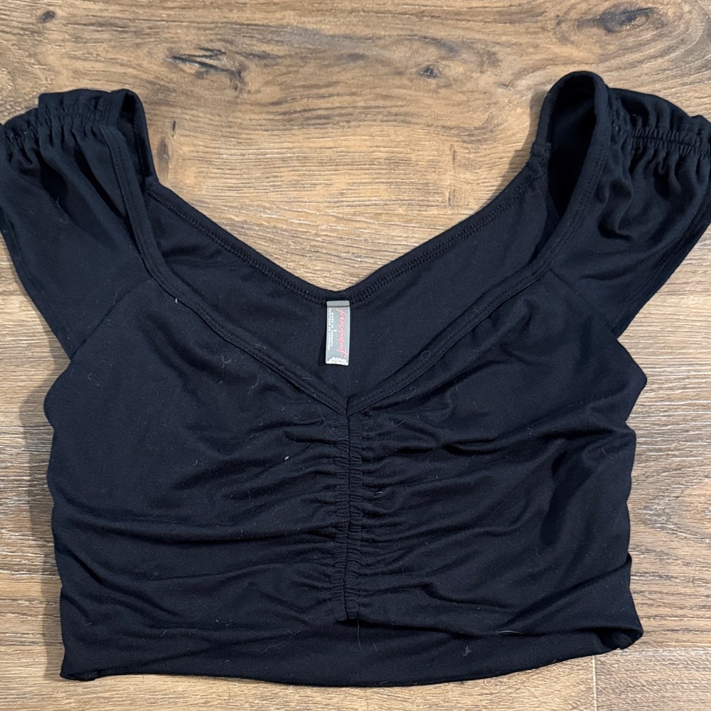FP Movement by Free People Black Ruched Blouse